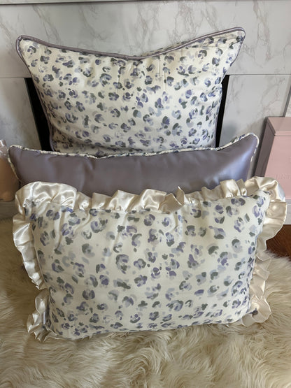 Lilac Pearl Faux Leather Throw Pillows