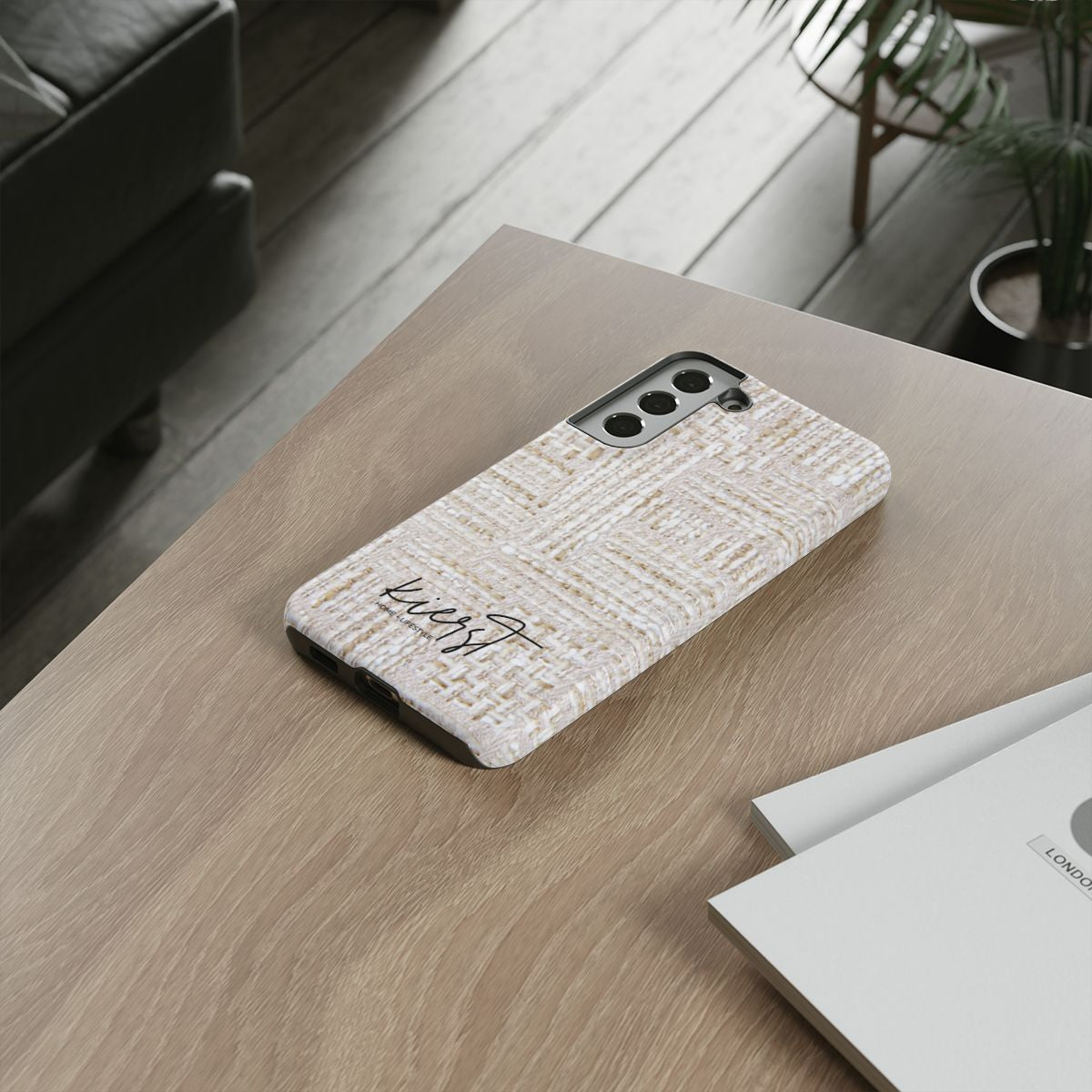Cream + Gold Tweed Print Samsung Galaxy Phone Case