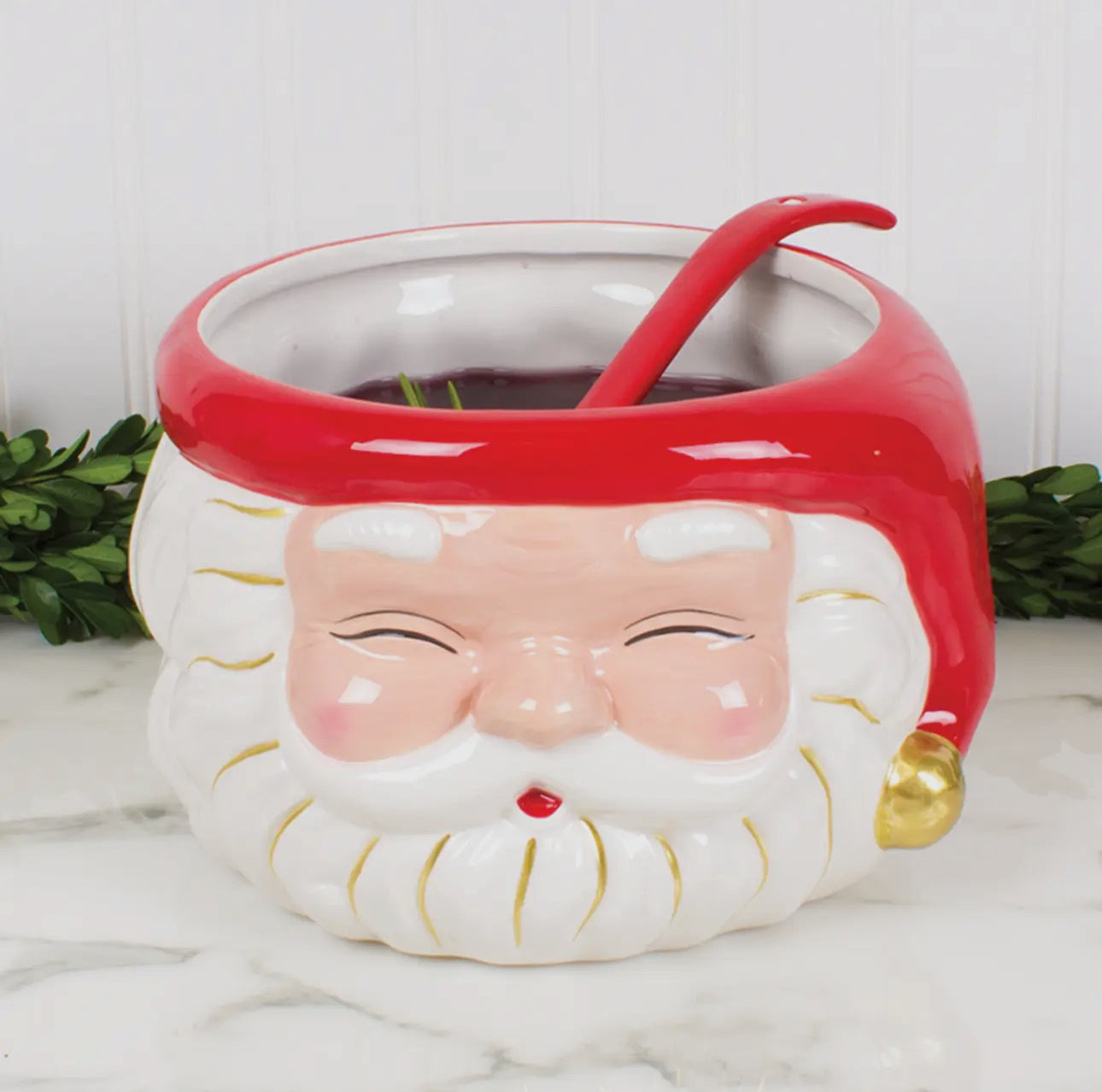 Red Santa Punch Bowl & Ladle