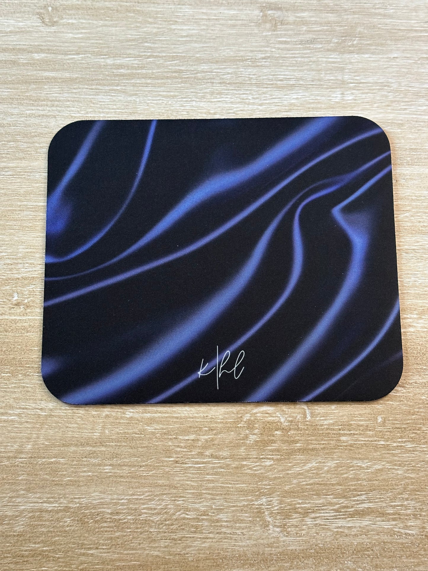 Navy Silk Print Mouse Pad