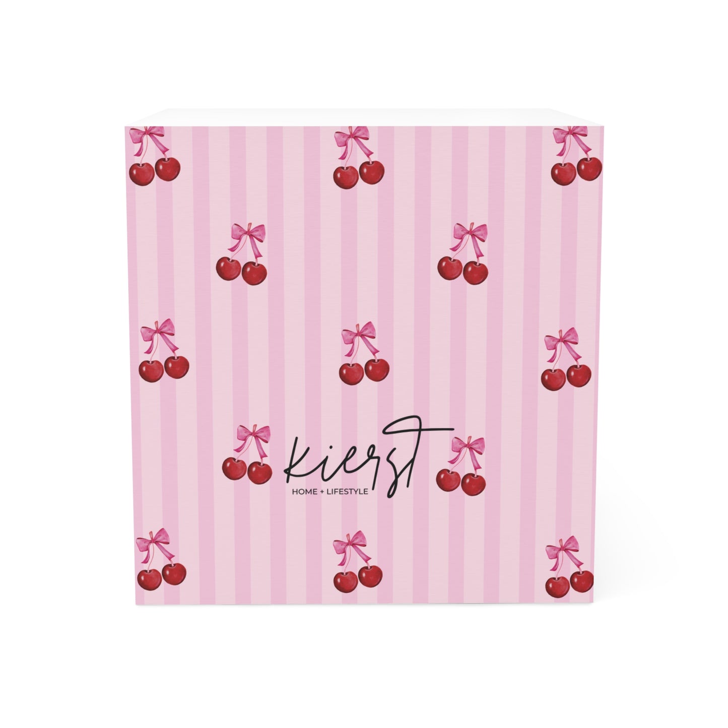 Cherries on Pink Stripes Note Cube