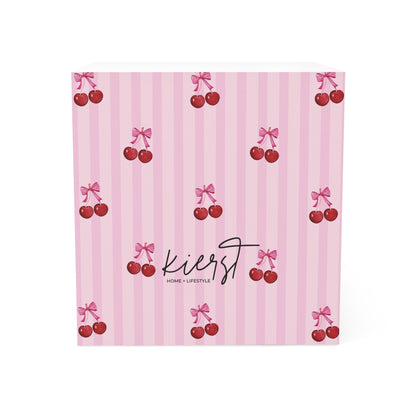 Cherries on Pink Stripes Note Cube