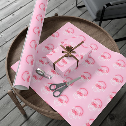 Neon Sign Santa on Pink Wrapping paper