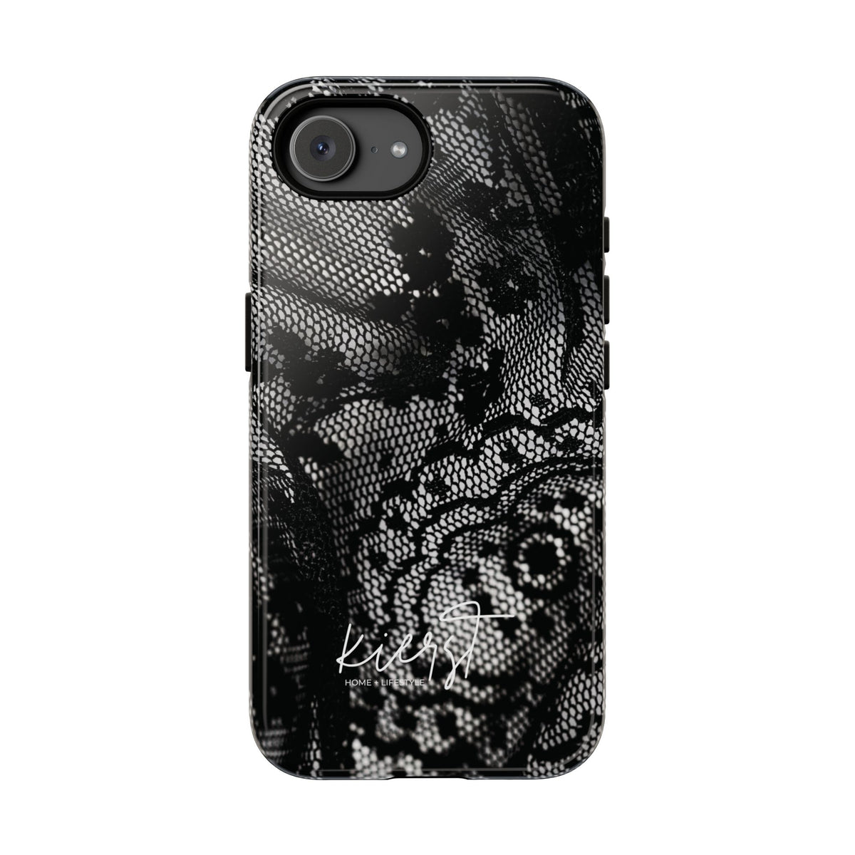 Black + White Lace Print iPhone Case