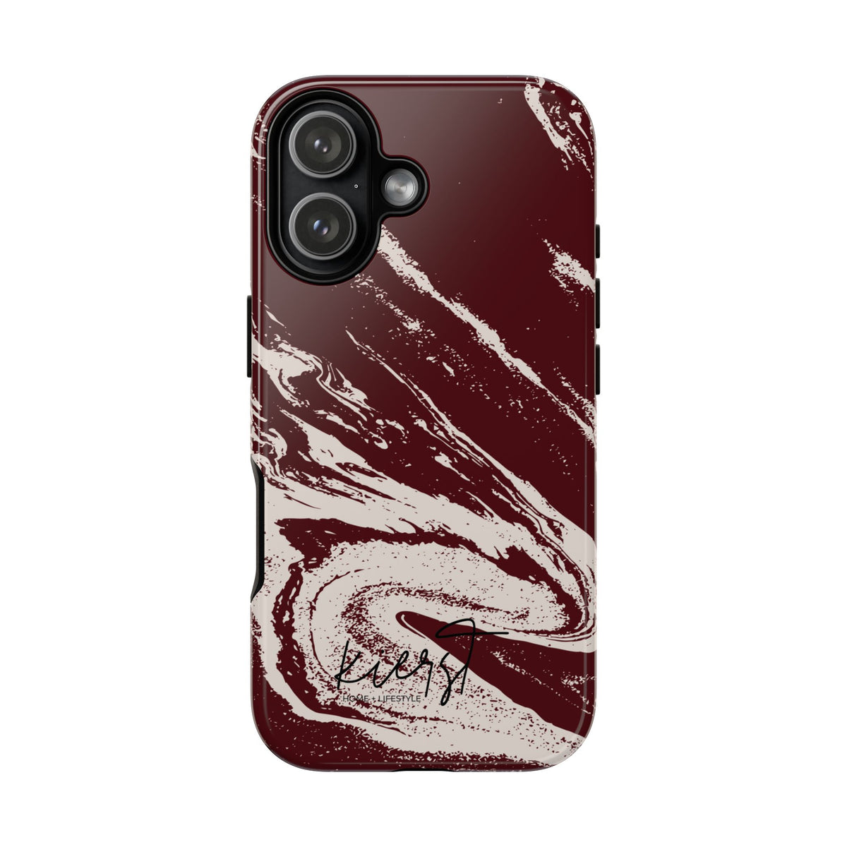 Cream Marble on Signature Velvet Noir iPhone Case