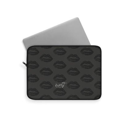 Black Lips on Charcoal Laptop Sleeve | Bold & Moody Tech Accessory