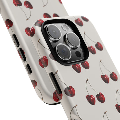 Moody Cherry Stems on White Bone iPhone Case | Timeless Contrast With A Twist of Charm
