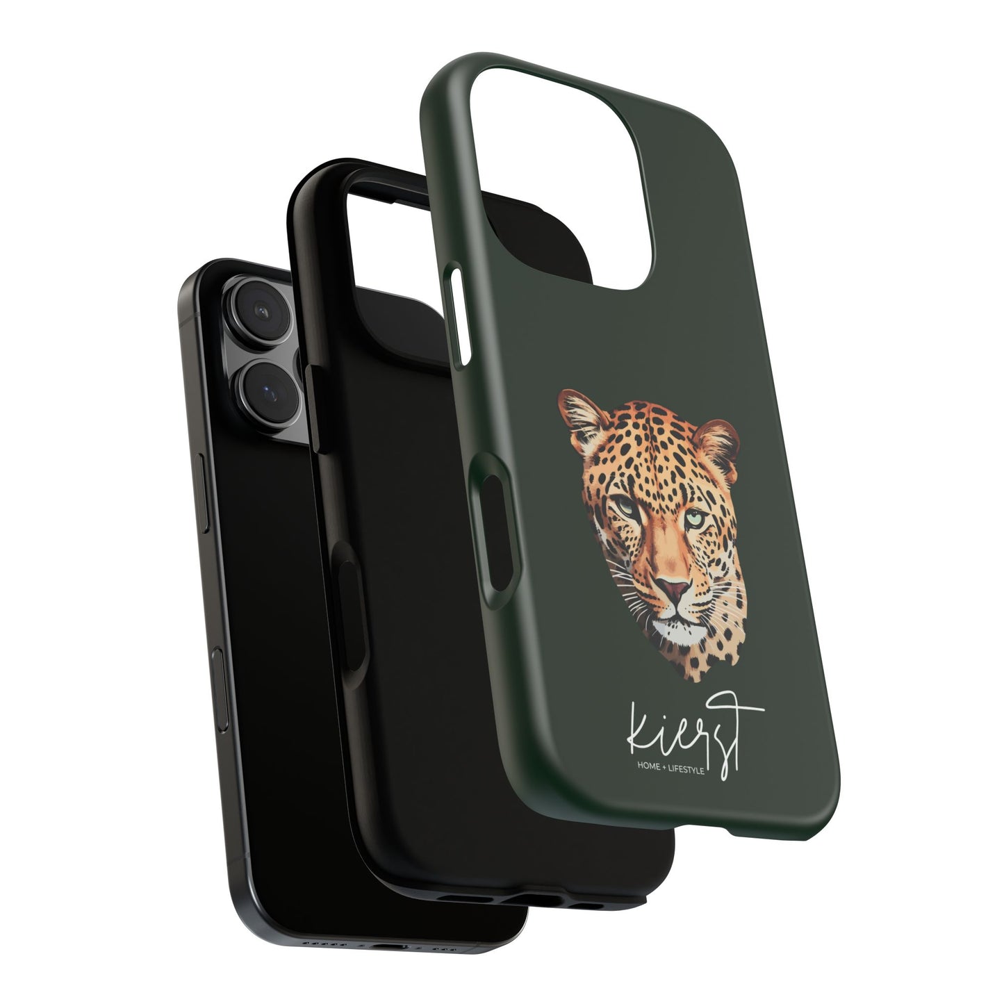 Leopard Head on Signature Midnight Pine iPhone Case | Designed to Stand Out