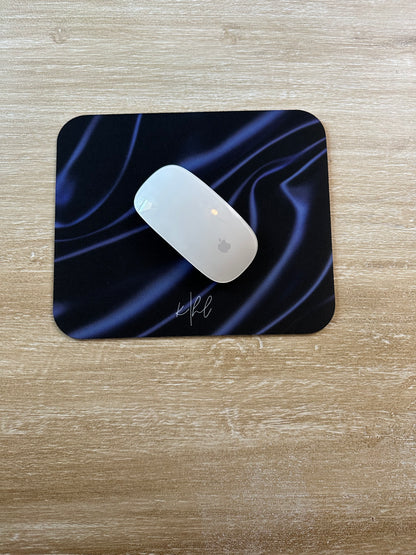 Navy Silk Print Mouse Pad