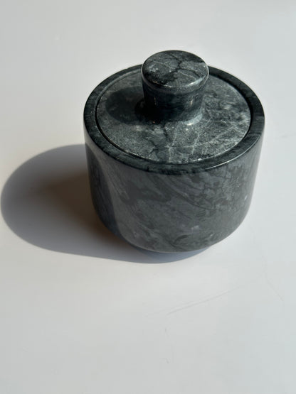 Marble Spice Cellar with Lid | Luxe Kitchen Storage in White and Grey or Black Marble