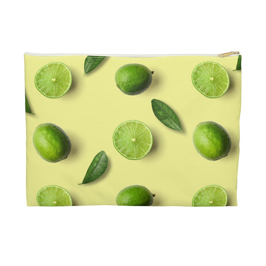 Limes Accessory Pouch – Limited Edition Citrus Print on Pastel Yellow