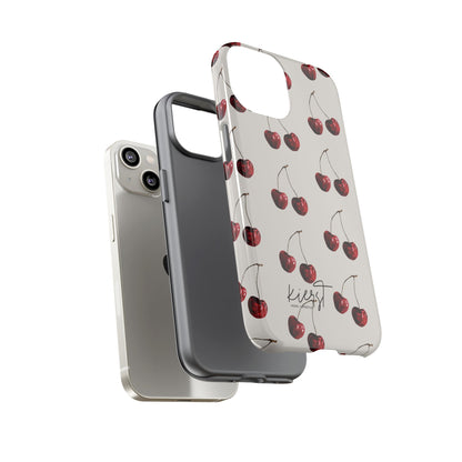 Moody Cherry Stems on White Bone iPhone Case | Timeless Contrast With A Twist of Charm