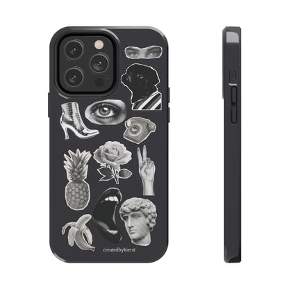 Black & White Vintage Sticker Design iPhone Case