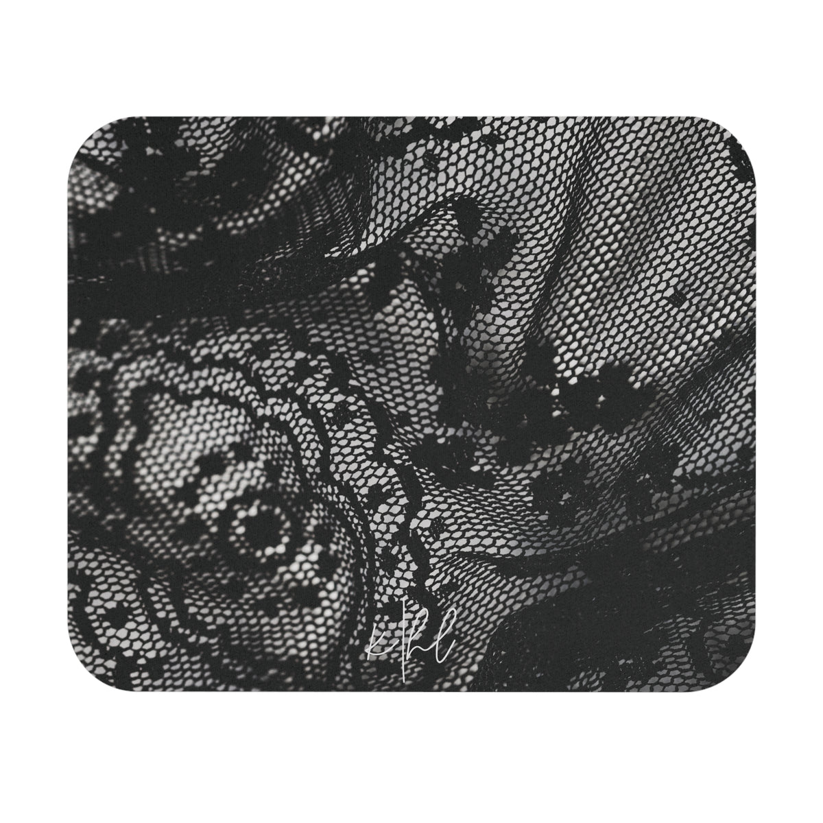 Black + White Lace Print Mouse Pad
