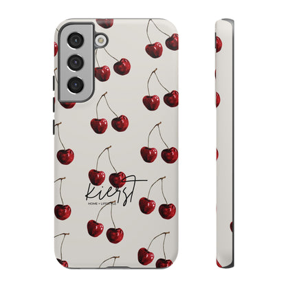 Moody Cherry Stems on White Bone Samsung Galaxy Case | Understated Luxury With A Playful Bite