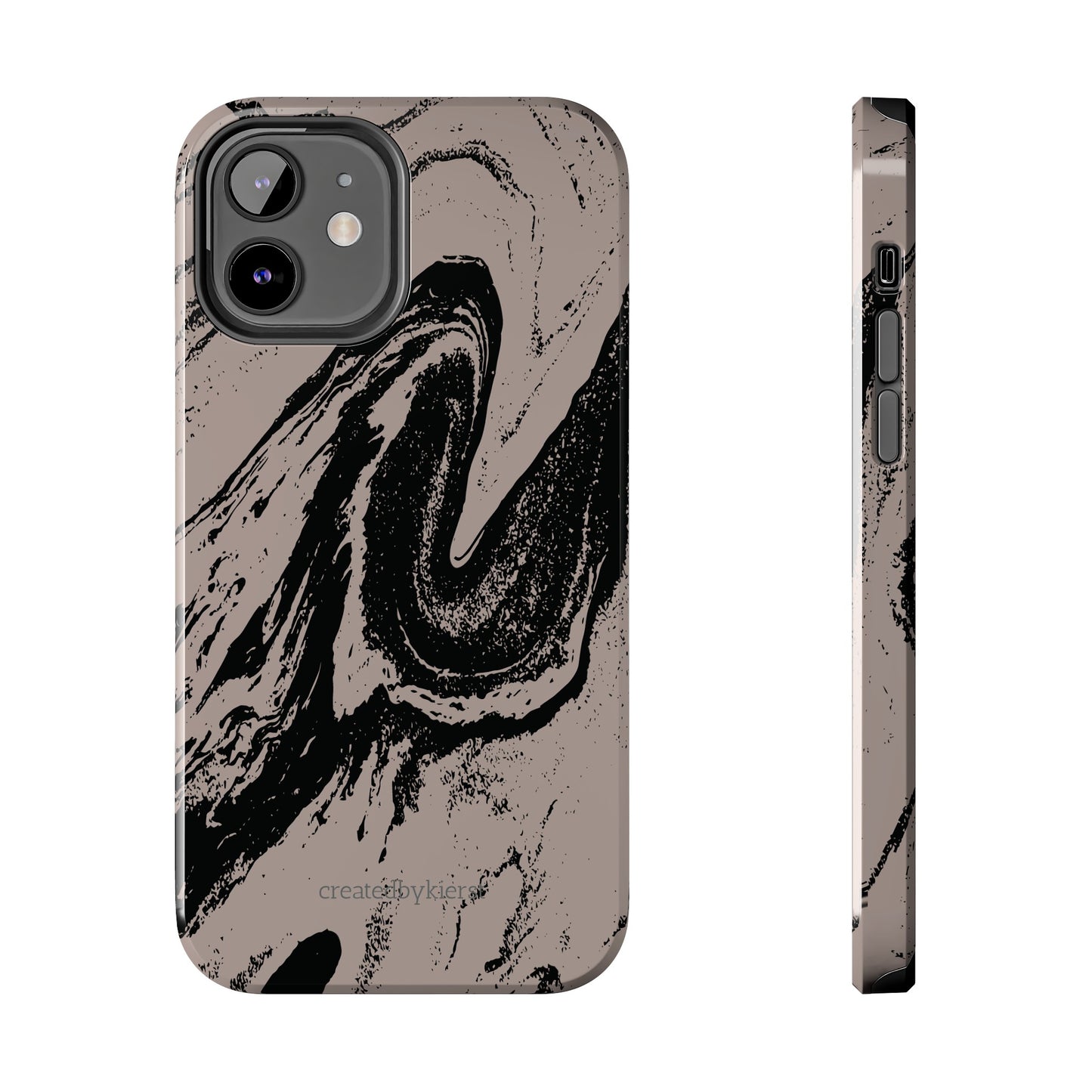 Taupe and Black Marble iPhone Case