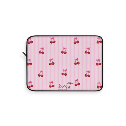 Cherries on Pink Stripe Laptop Sleeve