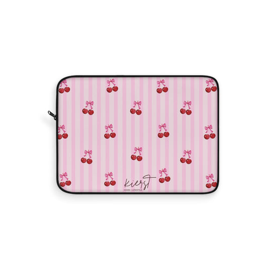 Cherries on Pink Stripe Laptop Sleeve