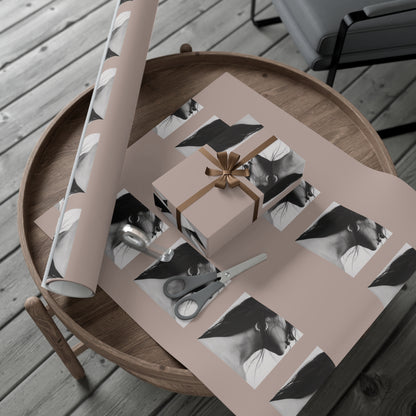 Black + White Fashion Portrait Wrapping Paper