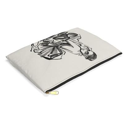 Tulle Gown Fashion Sketch Accessory Pouch – Bone White with Editorial Flair