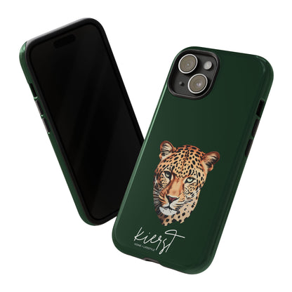 Leopard Head on Signature Midnight Pine iPhone Case | Designed to Stand Out