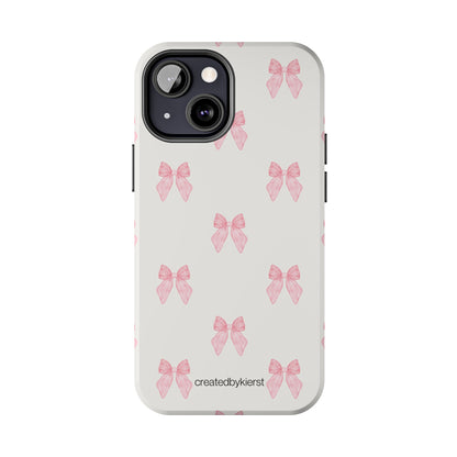 Pink Multiple Bows on Beige iPhone Case