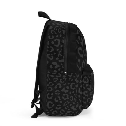 Grey on Black Leopard Backpack