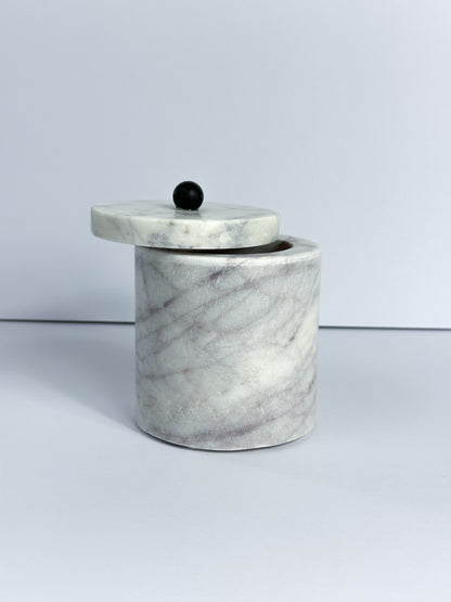White and Grey Marble Storage Container