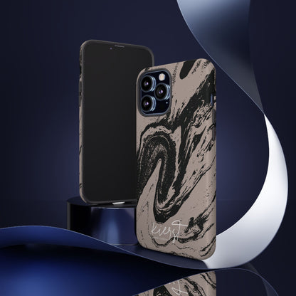 Taupe and Black Marble iPhone Case