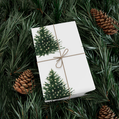 Watercolor Christmas Tree Gift Wrapping Paper