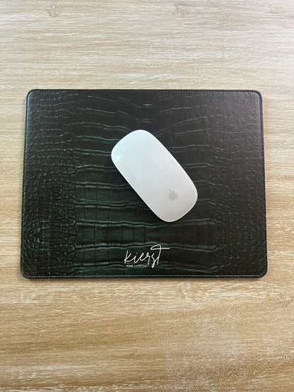 Emerald Crocodile Print Faux Leather Mouse Mat