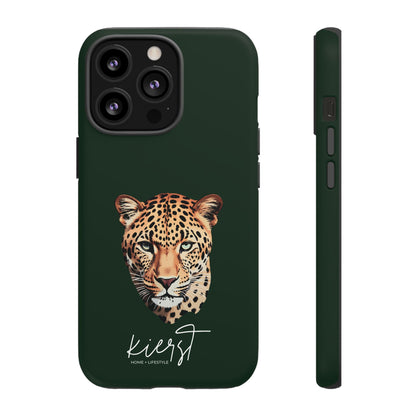 Leopard Head on Signature Midnight Pine iPhone Case | Designed to Stand Out