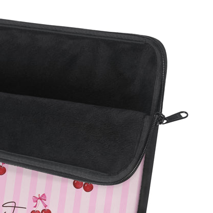 Cherries on Pink Stripe Laptop Sleeve