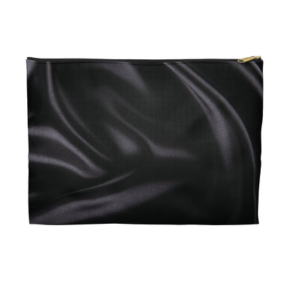 Black Silk Print Accessory Pouch