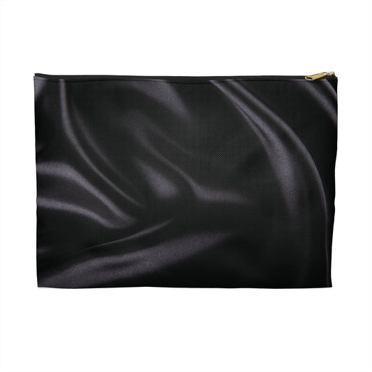 Black Silk Print Accessory Pouch