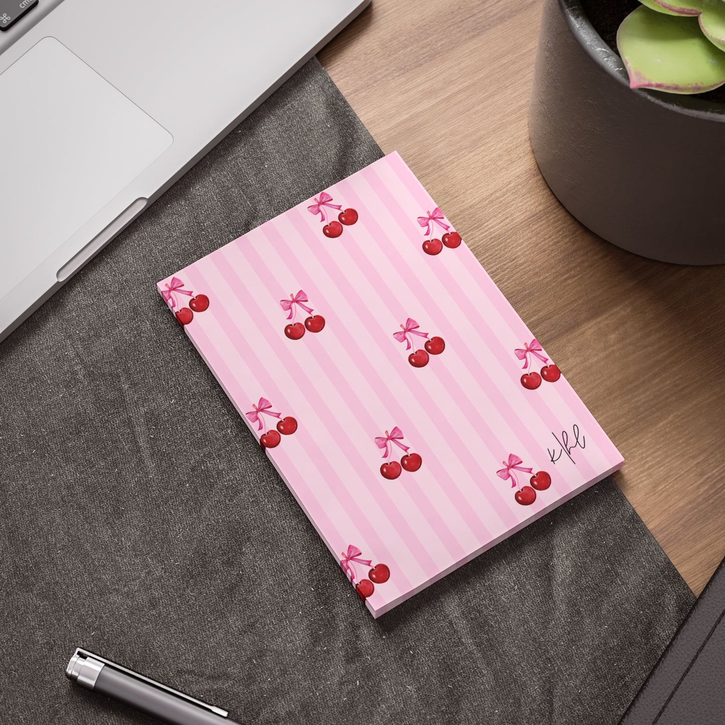 Cherries on Pink Stripes Post-it® Note Pad