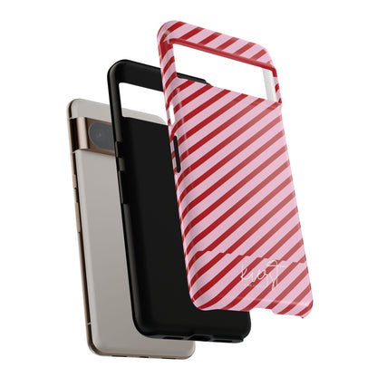 Holiday 25 Pink and Red Diagonal Striped Google Pixel Phone Case
