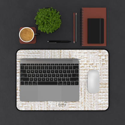 Cream + Gold Tweed Print Desk Mat