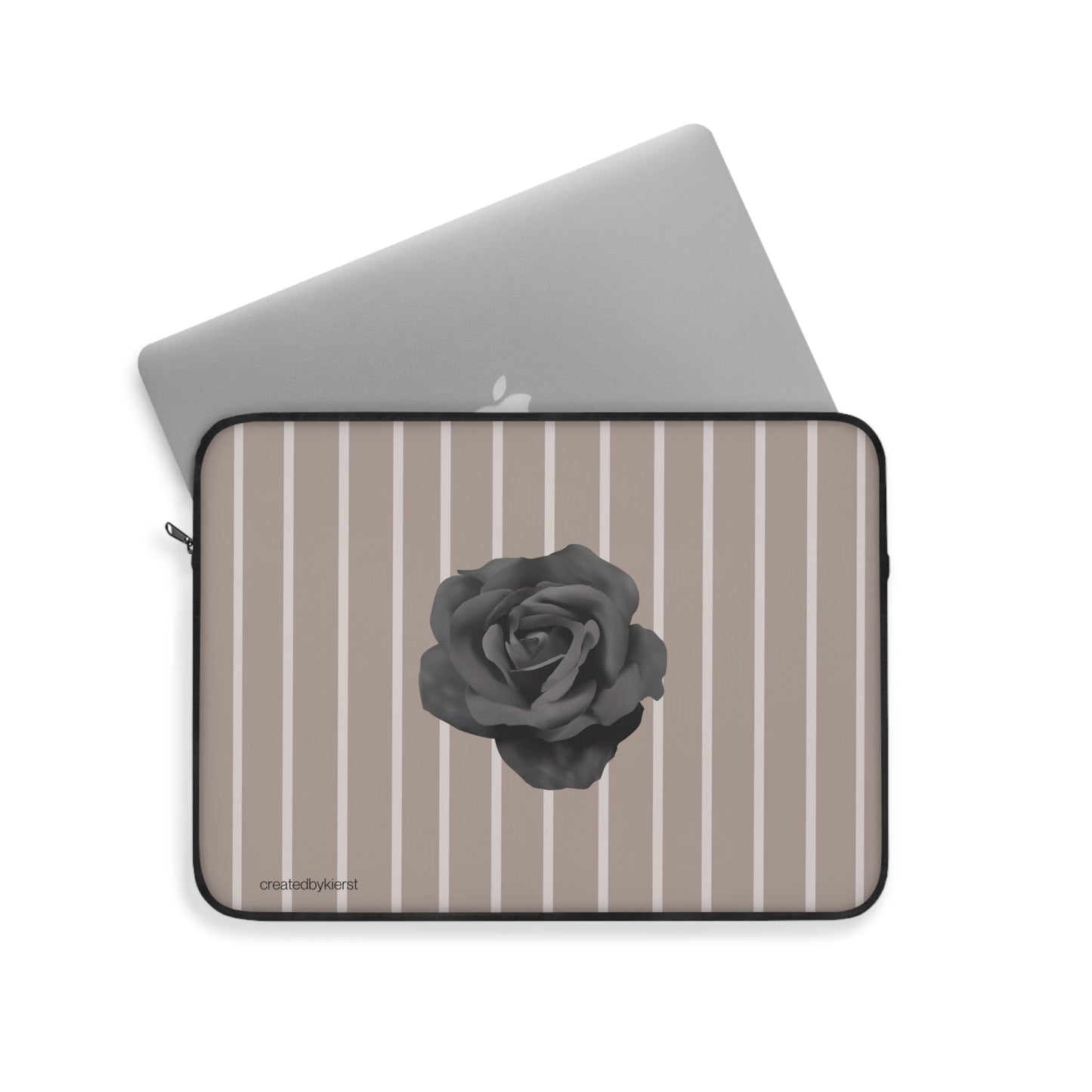 Black Rose with Cream Stripes Laptop Sleeve