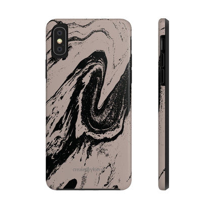 Taupe and Black Marble iPhone Case