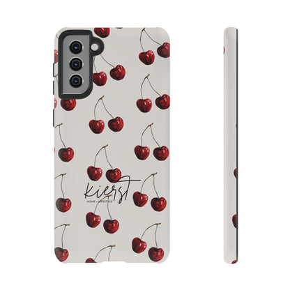 Moody Cherry Stems on White Bone Samsung Galaxy Case | Understated Luxury With A Playful Bite