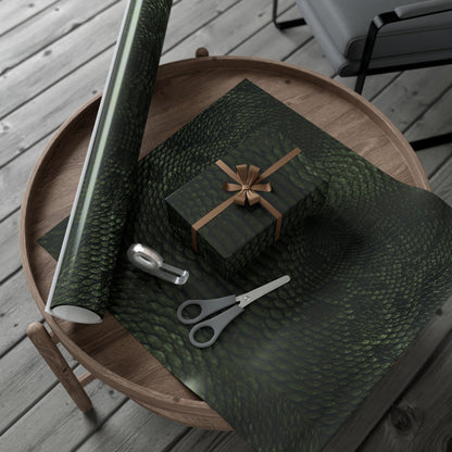 Deep Rich Green Snake Print Gift Wrapping Paper