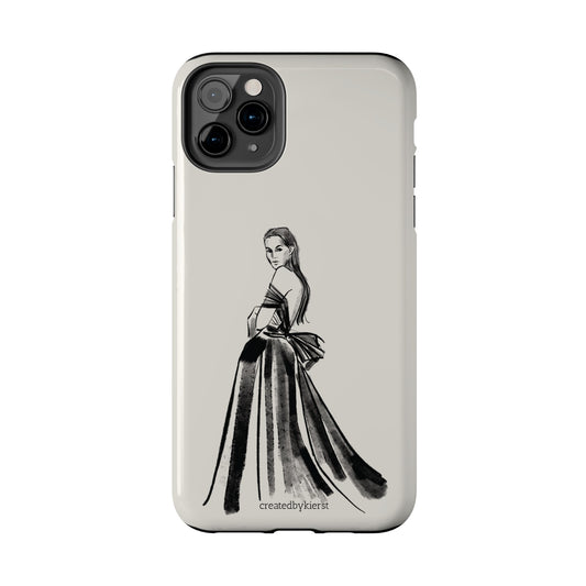 Fashion Illustration on Taupe iPhone Case