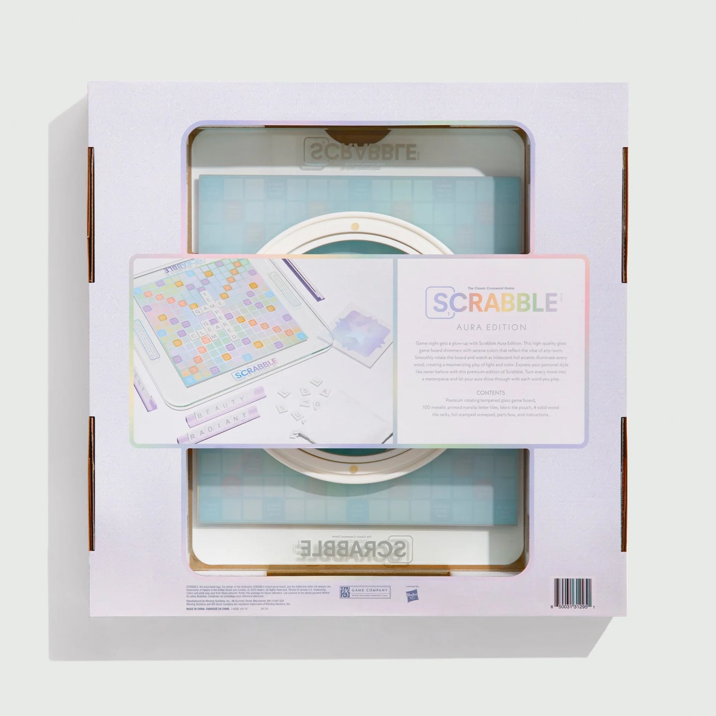 Scrabble Aura Glass Game | Iridescent Rotating Board Game for Elevated Game Nights