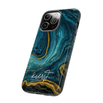 Teal & Gold Marble iPhone Case