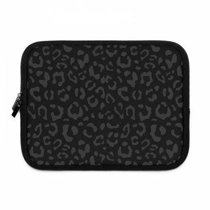 Grey on Black Leopard Laptop Sleeve