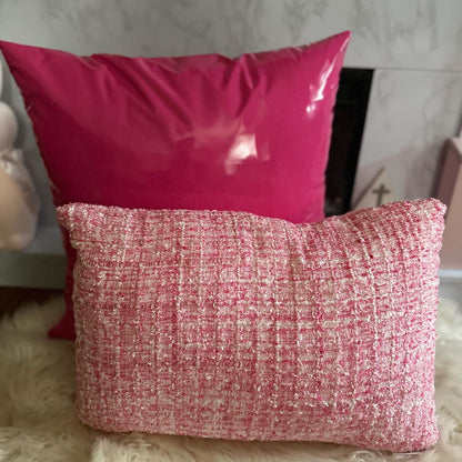 Dark Pink Faux Leather Throw Pillows