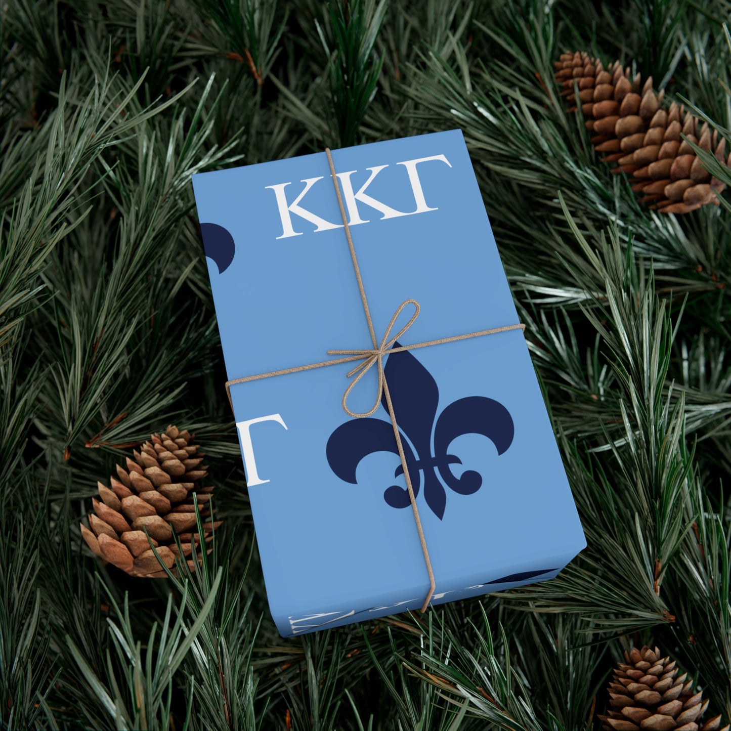 Dark Blue Fleur-de-lis White Kappa Kappa Gamma KKG Gift Wrapping Paper