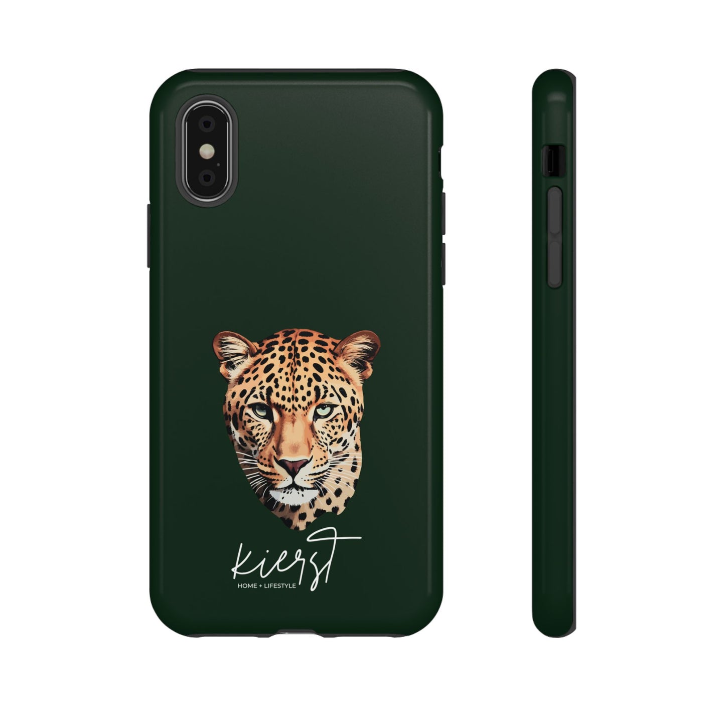 Leopard Head on Signature Midnight Pine iPhone Case | Designed to Stand Out