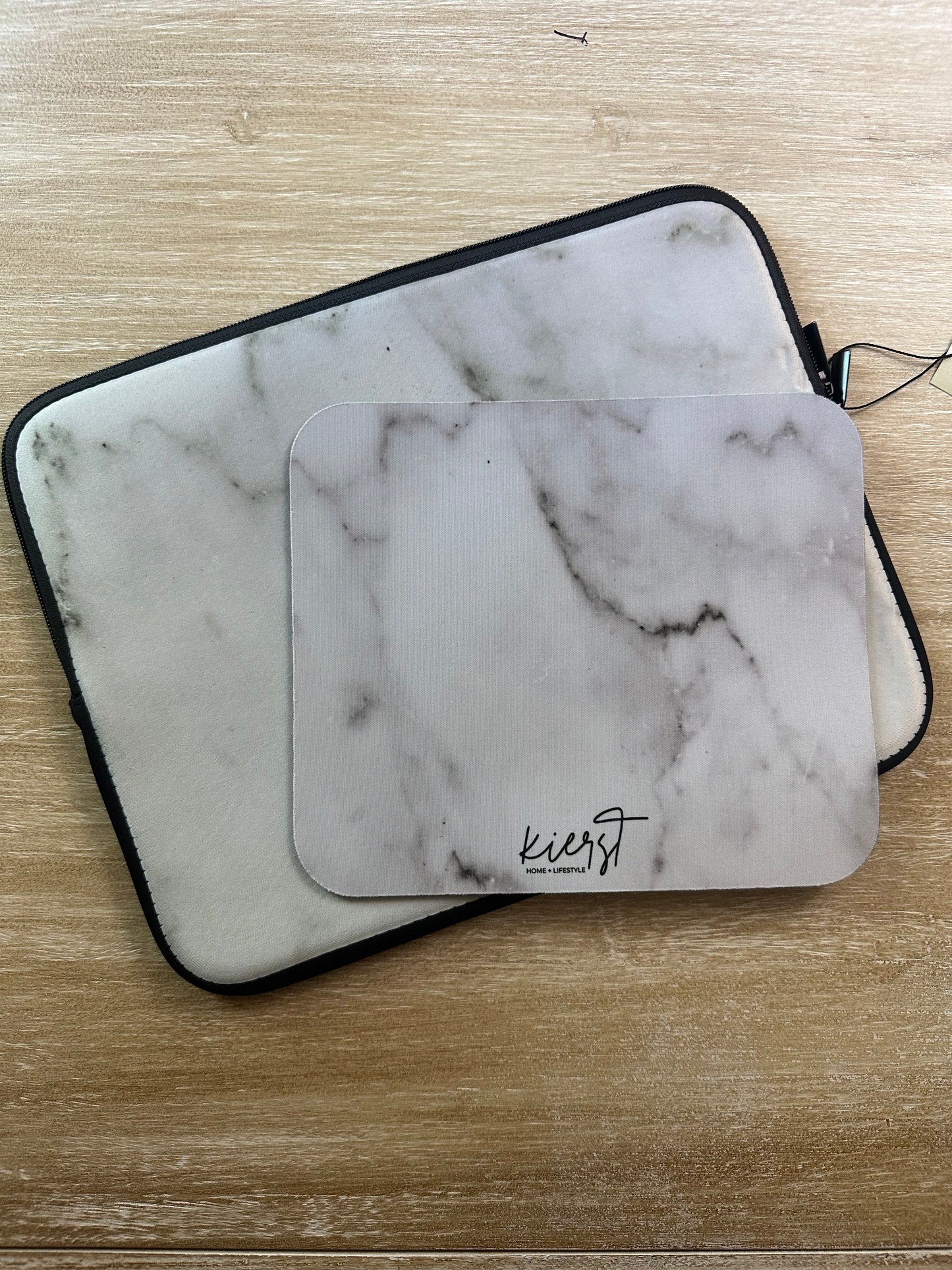 Lived-In Grey + White Marble Mouse Pad